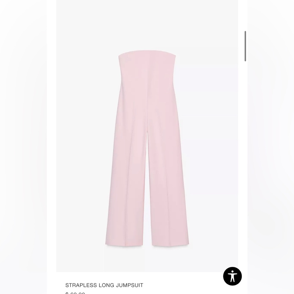 Zara Light Pink Strapless Wide Leg Jumpsuit